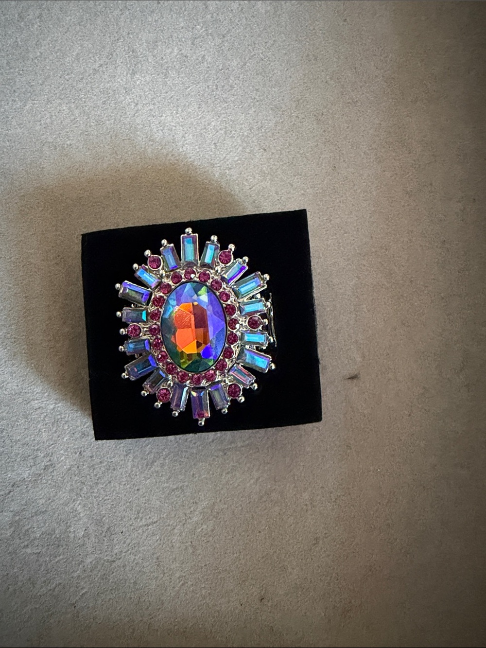 Iridescent Multicolor Crystal Statement Brooch